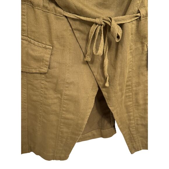 NWT Linen Cotton Sanctuary Sleeveless Army Green Drawstring Vest with Pockets - Picture 5 of 8